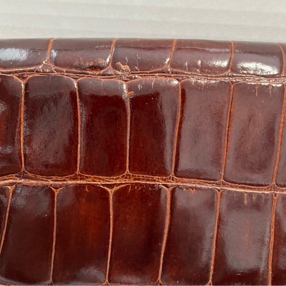 90s VINTAGE STUART WEITZMAN CROSSBODY BAG IN LEATHER/SUEDE AND BROWN CROC FLAP - Picture 11 of 11